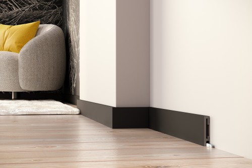 Listwa przypodłogowa Premium Floor PF081B czarna 8 cm