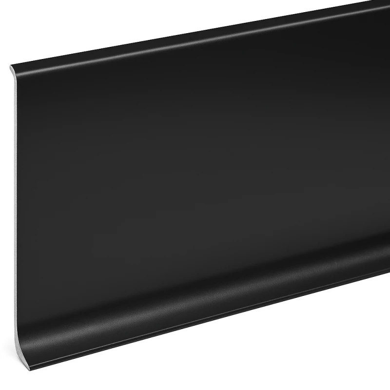 Czarna listwa przypodłogowa z aluminium 10 cm do salonu, przedpokoju
