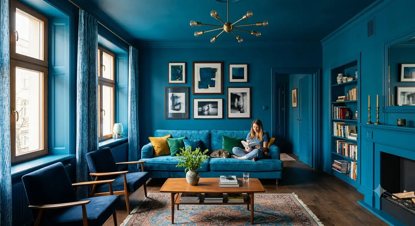 Color drenching ze sztukaterią – jak pomalować ścianę, listwy i sufit jednym kolorem?